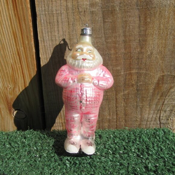Christopher Radko Sleepy Time Santa Pink Pajamas Glass Christmas Ornament - Picture 1 of 6